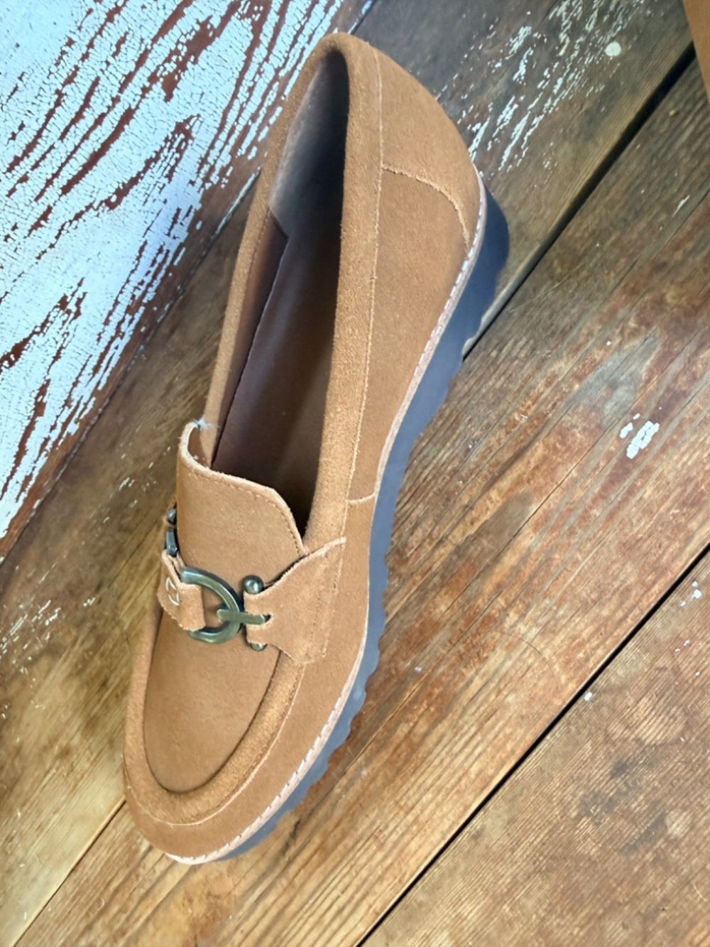 NWOT Donald Pliner Calf Suede Clio Loafer Saddle 11 - Picture 6 of 15